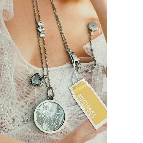 Michael Kors Monogram Heart Charm Pendant Necklace - Picture 1 of 7
